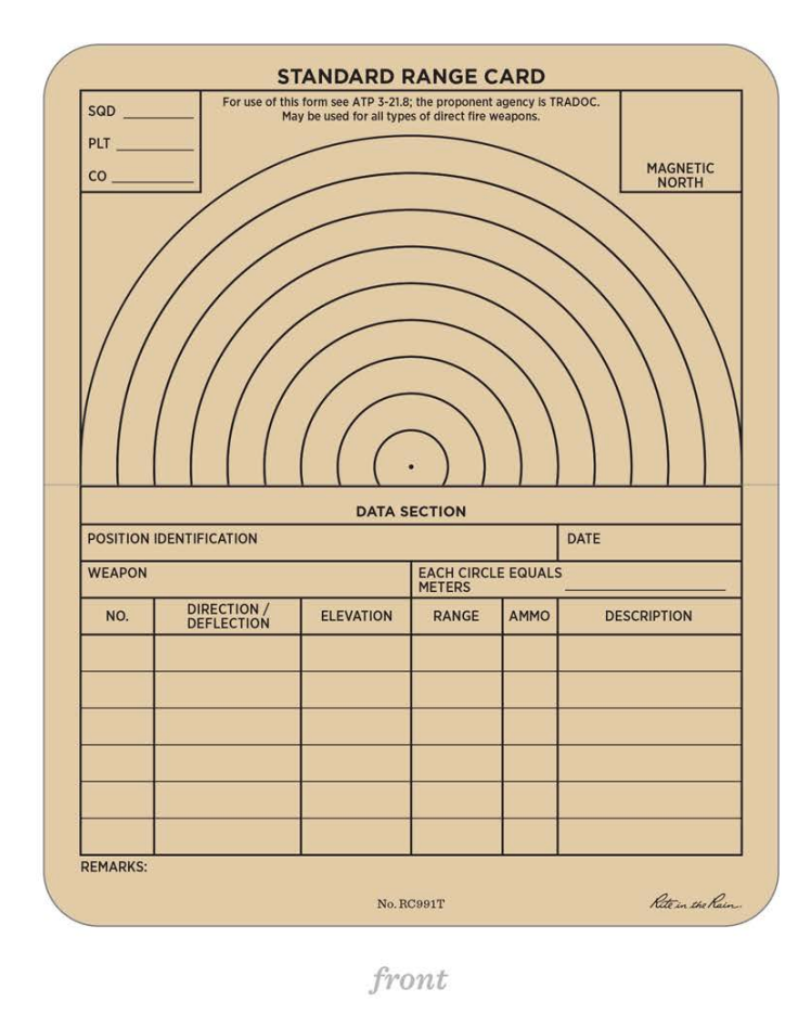 Rite in the Rain 防水紙 - 射擊訓練記錄卡/RANGE FORM CARD